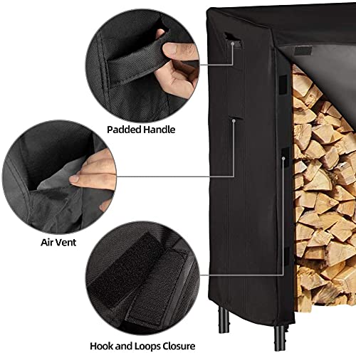 Amagabeli 4ft Firewood Log Rack Cover Weather Resistant Outdoor Heavy